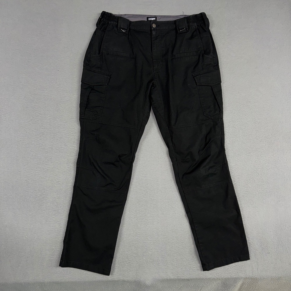 CQR Pants Mens 36x32 (Fits 34x30) Black Tactical Cargo Ripstop Work Outdoor